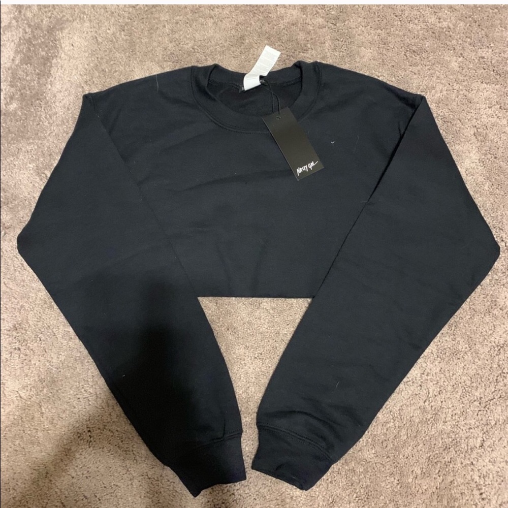 Nastygal Black Cropped Sweatshirt